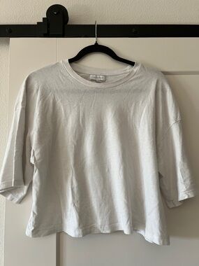 Topshop White Boxy Crewneck Short Sleeve Tee
